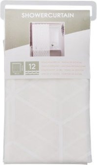 Douchegordijn - Douchegordijnen - Kunststof - Wit / Transparant - Patroon - 180 x 200 CM