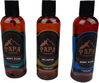 Geschenkset lichaamsverzorging vaderdag "Papa Forever" - Turquoise / Multicolor - Kunststof / Karton - 3 stuks - 