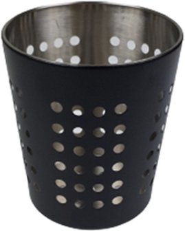 Bestekbeker / bestekhouder geperforeerd - Zwart - RVS - Rond - &Oslash;11,5 x H13,5 cm
