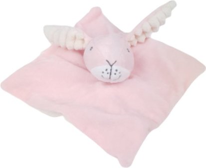Pluche knuffeldoekje - Konijn NONO - Roze - 17 cm