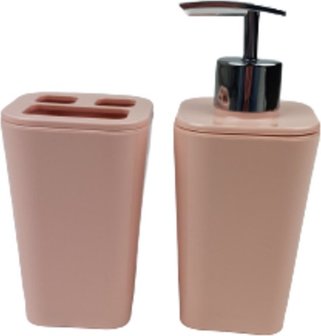 Tandenborstelhouder en zeepdispenser ZODIAC - Roze - Kunststof