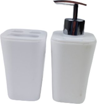 Tandenborstelhouder en zeepdispenser ZODIAC - Wit - Kunststof