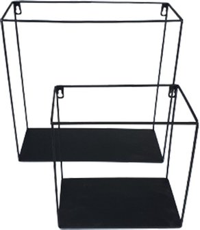 Wandbox industri&euml;le look TYRELL - Zwart - Metaal - 38,5 x 15 x 38,5 cm - Maat M - Interieur - Thuis - Wonen - Decoratie