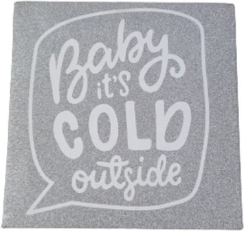 Glitter Canva - Baby It's cold Outside - Zilver - Decoratie - Muur - Schilderij