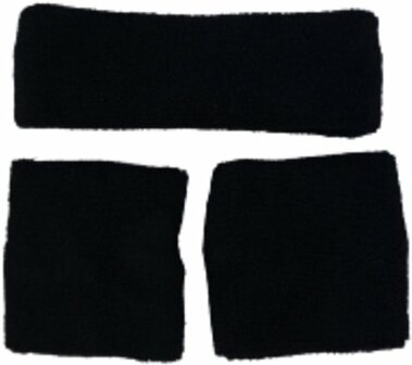 Sport zweetbandjes set - Zwart - Katoen - One Size - 3 stuks - Sporten - Sportaccessoire - Sportkleding - Fitness - Sweatband -