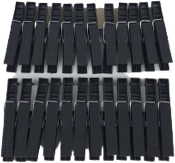 Wasknijpers JACYE - Zwart - Kunststof - 24 Stuks - Knijper - Wassen - Was - Knijpers