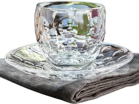 Luxe espresso kop en schotel ITALIANO - Likeurborrelglas met schotel - Glas / Acryl - Transparant - Set van 2 - Glas - Drinkgla