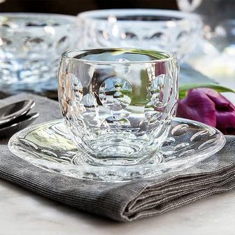 Luxe espresso kop en schotel ITALIANO - Likeurborrelglas met schotel - Glas / Acryl - Transparant - Set van 2 - Glas - Drinkgla