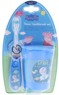 Timer Tandenborstel Peppa Pig - Blauw - Kunststof - 2 Delig