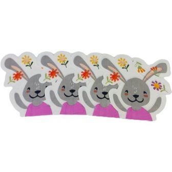 Paas servetten paashaas met bloemetjes - Grijs / Paars / Multicolor - Papier - Servetten - Feestdag - Feest - Party