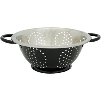 Vergiet WANDA - Zwart / Zilver - RVS - &Oslash;24 cm - Koken - Kookgerei - Keuken - Vergiet - Zeef - Pastavergiet