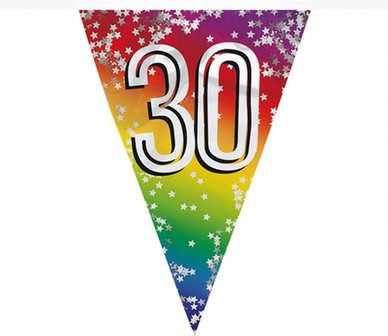 Feest vlaggenlijn ' 30 ' - 6 meter - 15 vlaggen - Multicolor - Verjaardag - Feest - Feestdagen