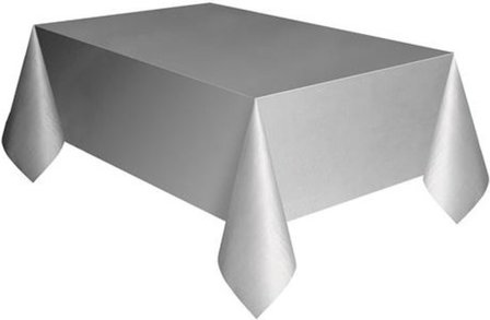 Tafelkleed BRYN - Grijs Zilver - Vinyl - 200 x 140 cm - Verjaardag - Bruilloft - Feest - Party - Kleed - Tafelkleed