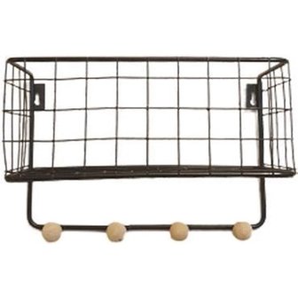 Multifunctionele Kapstok / Hangrekje JERRELY - Metaal - 4 haaks - Vierkant vorm