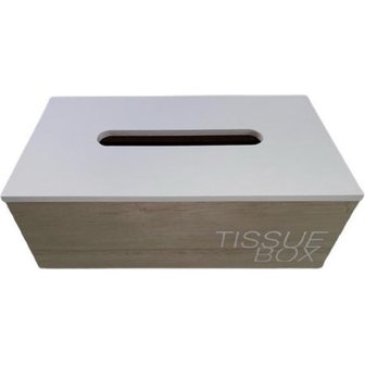 Moderne Tissuebox / Tissuehouder PARKER - Strak Design - Wit - Hout - 25 x 14 x 9 cm