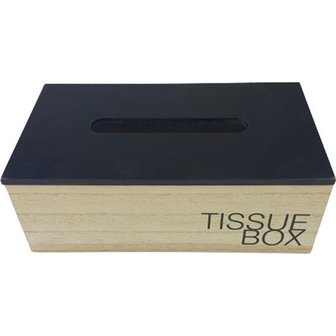 Tissue box / Tissuehouder BRIAN - Zwart- Hout - 25 x 14 x 9 cm - 1