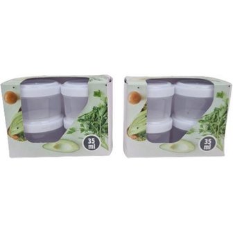 Mini vershoudbakjes - Picknick - Tupperware - Transparant - Wit - Kunststof - 35ml - 8 stuks