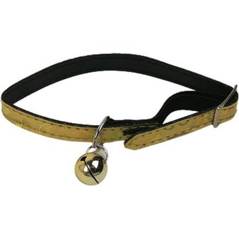 Katten/honden halsband - Goud - Verstelbaar - Belletje - Hartjespatroon