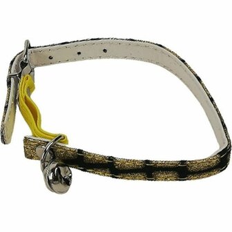 Katten/honden halsband - Goud/Zwart - Verstelbaar - Belletje