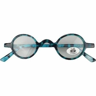 Bril Groen Zwart Transparant Ronde Glazen - Blauw / Zwart - Kunststof / Glas - Sterkte +1.50