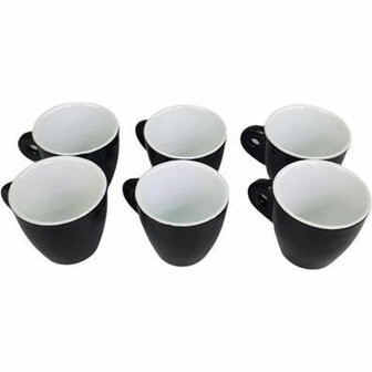 Espresso kopjes JORLANDA - Zwart / Wit - Glas - 5 x 6 cm - Set van 6