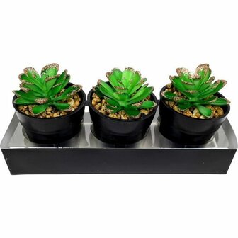 Vetplant met Glitter - Goud - Kerst - Kunstplant - Set van 3