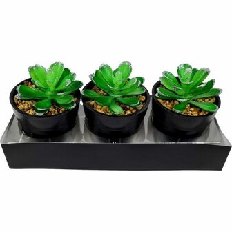 Vetplant met Glitter - Zilver - Kerst - Kunstplant - Set van 3