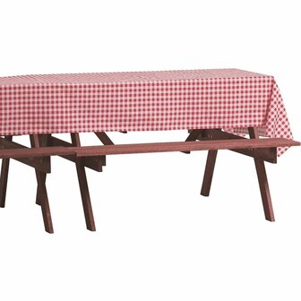 Anti insecten tafelkleed Bugz Away - Rood / Wit - Kunststof - 132 x 229 cm - Tafel - Kleed - Tafelloper - Picknick - 1