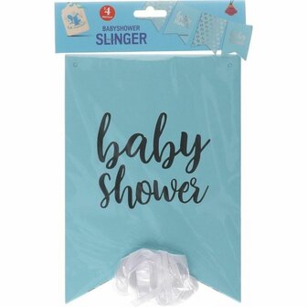 Baby Shower Vlaggenlijn - Slinger - Blauw - Babyshower - Gender Reveal - Stevig Papier - Herbruikbaar - 4 Meter