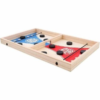 Puckschietspel - Puck shooting game - Blauw / Rood - Hout - 35x22 cm - Schijven schietspel