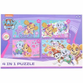 Paw Patrol 4 in 1 puzzel - Girls - Multicolor - Karton - 19 x 29 cm - 3+