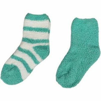 Warme comfy sokken EEF - Groen / Wit - Huissokken - Maat 23 / 30 - Set van 2