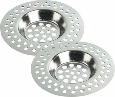 RVS Gootsteenzeef - Zilver - RVS - ⌀ 78 mm - 2 Stuks - Gootsteen - Zeef - Putzeef