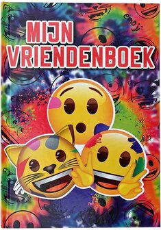 Vriendenboekje EMOJI Regenboog model - Geel / Multicolor - Karton / Papier - 15 x 21 x 1 cm - Boekje - Vriendenboek - Vrienden 