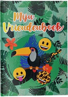 Vriendenboekje EMOJI Jungle model Groen / Multicolor Karton / Papier 15 x 21 x 1 cm Boekje Vriendenboek Vrienden Boek