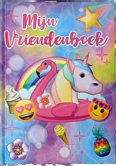 Vriendenboekje UNICORN - Emoji - Roze / Multicolor - Karton / Papier - 15 x 21 x 1 cm - Boekje - Vriendenboek - Vrienden - Boek