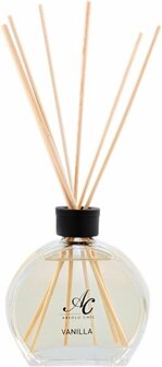 Luxe geurstokjes CHIC Vanilla - Wit / Zwart - Glas / Hout - 100 ml - Geurstokjes - Geurverspreider