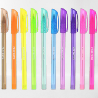 Gekleurde balpennen - Multicolor - Kunststof - 10 Stuks - Pennen - Kleuren - Tekenen - Brush pen - Vilt pen - Fine tip - Creati