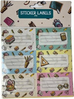 Sticker labels school design - Multicolor - Papier - 7,5 x 4,5 cm - 24 Stuks - Label - School - Schoolspullen - Back to school 