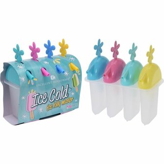 IJslollie maker ijsjes maker - Multicolor / Transparant - Kunststof - Geschikt voor 4 ijsjes - Eten - IJs - IJsje - IJslollie