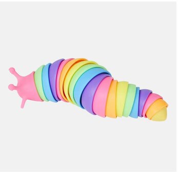 Sluggely flexibele fidget worm - Multicolor - kunststof - 19 cm