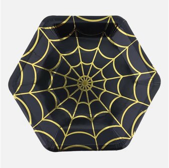 Spinnenwebben borden en bekers - Karton - Zwart / Multicolor - &Oslash;20 cm - Halloween 3