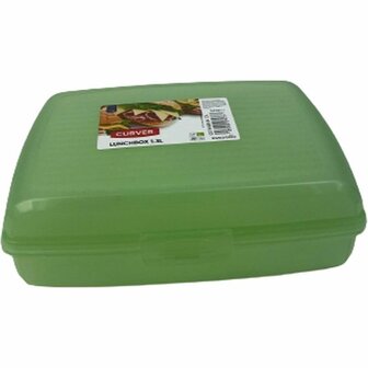 Curver lunchbox broodtrommel - Groen / Transparant - Kunststof - 1,3 Liter - Lunch - Trommel - Lunchtrommel - School - Werk - B