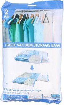2 Pack vacuum opslag zak - Transparant - Kunststof