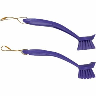 Afwasborstel met panterprint - Paars / Lichtbruin - Kunststof - l 23 cm - Set van 2 - Afwassen - Borstel - Schoonmaak - Vaatwas
