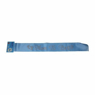 Sjerp met tekst ''Mom to be'' - Blauw / Zilver - Polyester - 85 x 10 cm - 1 stuk - Verjaardag - Dec