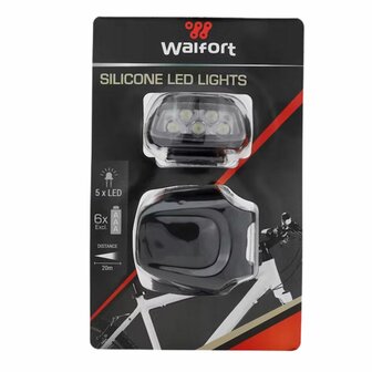 Led Fietslampje Walfort - 5 x LED - AAA Batterij - 20 meter Afstand - kunststof - Fiets - Reizen