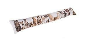 Velvet tochtrol met hondjes print - Wit / Multicolor - Polyester - 15 x 85 cm - Windstopper - Tochtstopper