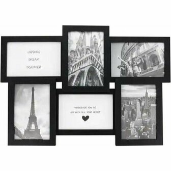 Fotolijst Collage JEREMY - Lichtbruin - Hout / Glas - 44 x 32 cm - Fotolijstje - Collage