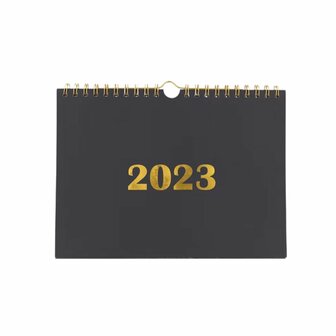 Weekplanner 2023 - Zwart / Wit / Goud - 29 x 22 cm - Incl. Sticker set - Neerzetten / ophangen